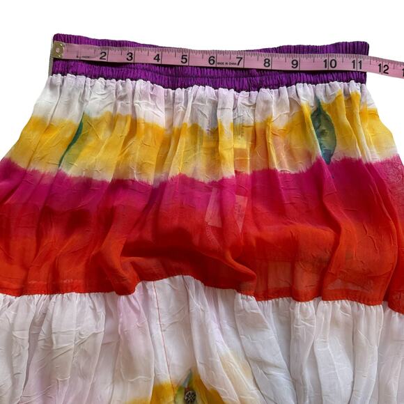 Women's Desert West Tie Dye Boho Elastic Waist USA Made Sheer Maxi Skirt sz OSFA - Picture 9 of 9